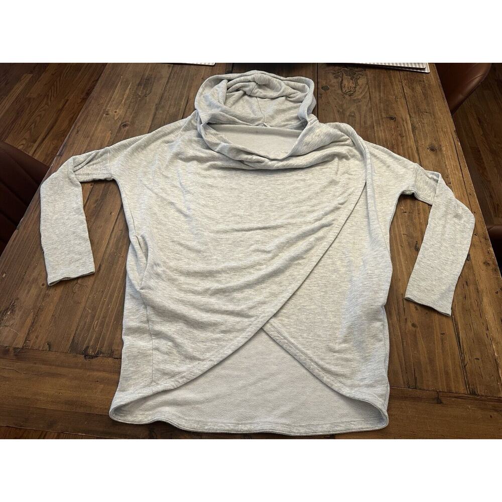 Athleta Purana Wrap Sweatshirt Hoodie Size Small Oversized Heather Gray Casual